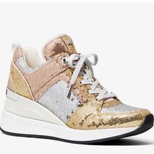 Michael kors Georgie sequin glitter sneaker 9.5 silver gold rose gold